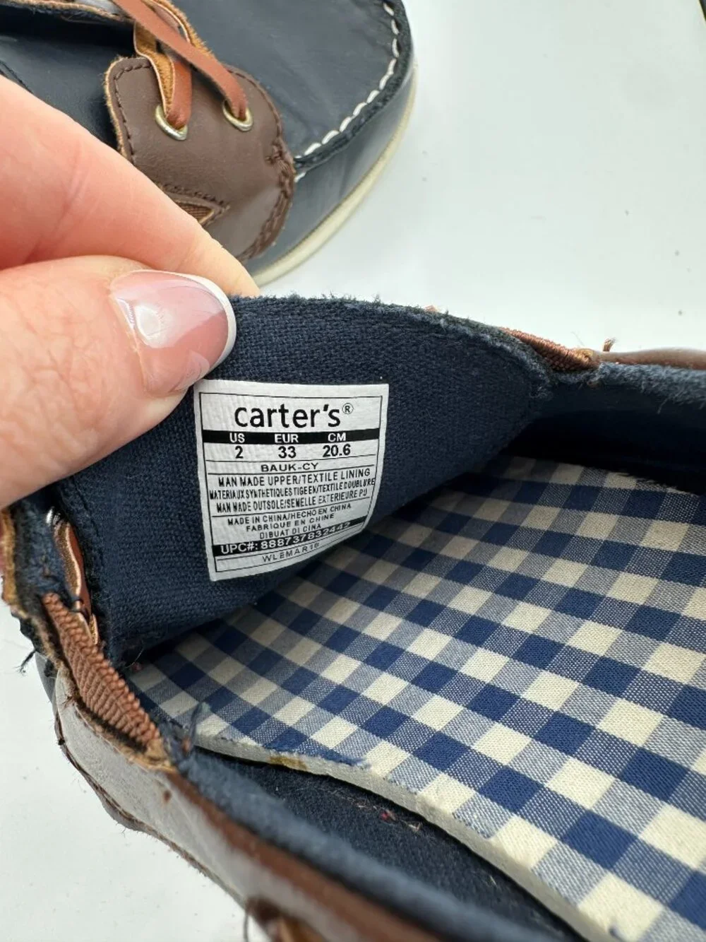 Carter's Toddler Boat Shoes Faux Leather Blue Boys Size 2